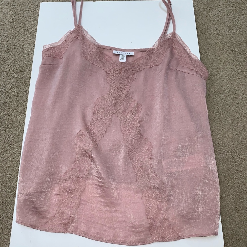 TOPSHOP SATIN LACE TANK